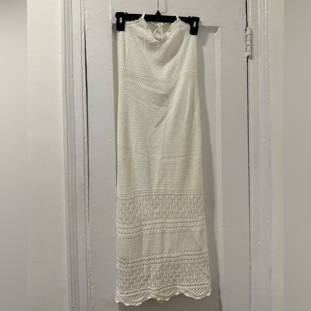 Freshman Crochet Halter Midi Dress